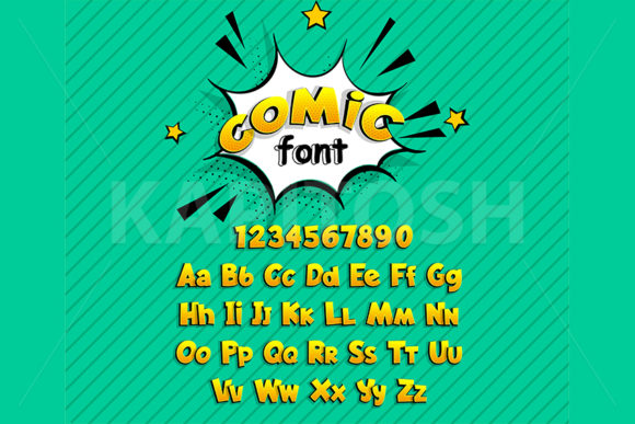 Download Lowercase Uppercase Yellow Comic Font - Lowercase Collection