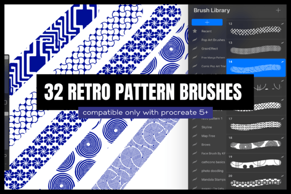 Download 32 Retro Pattern Brushes for Procreate - Procreate Collection