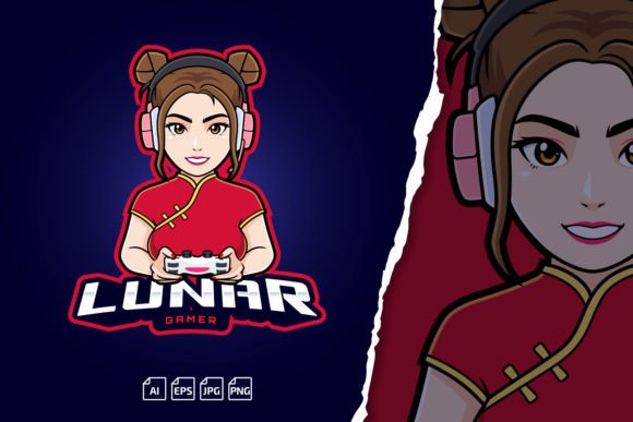 Download Cute Chinese Gamer Girl Logo Gaming - Game Collection