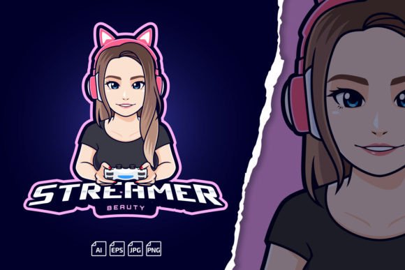 Download Streamer Gamer Girl Editable Logo Templa - Game Collection